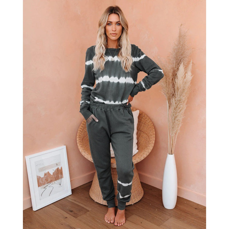 Damen lässiges Freizeit-Set mit modischem Batikdesign Drune