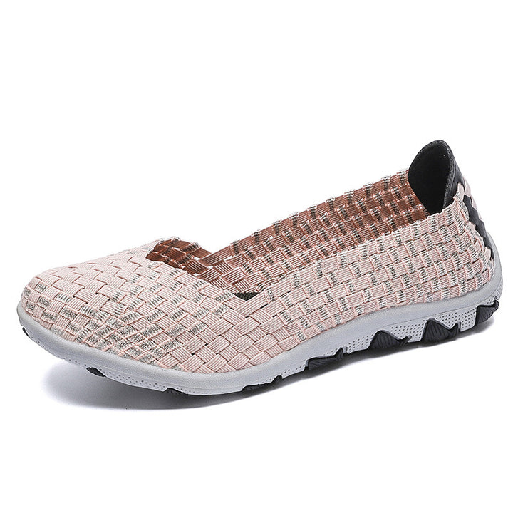 Damen nan gestrickter Slip-On Freizeitschuh mit geflochtenem Obermaterial und rutschfester Flexsohle Drune