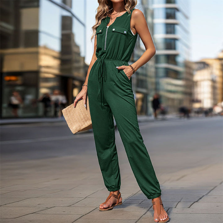 Damen Jumpsuit mit praktischen Taschen und verstellbarem Taillenzug Drune