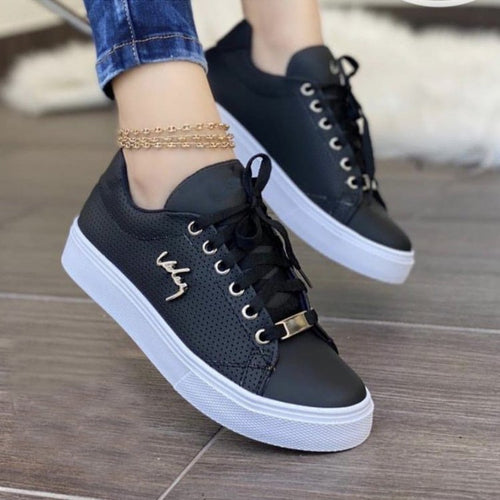 Damen modische Sneaker mit atmungsaktivem Obermaterial und eleganten Metallakzenten Drune