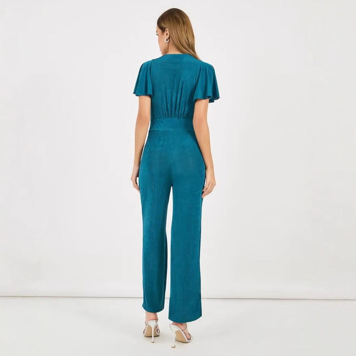 Damen eleganter Jumpsuit mit fließendem Schnitt und detailreichen Puffärmeln Drune