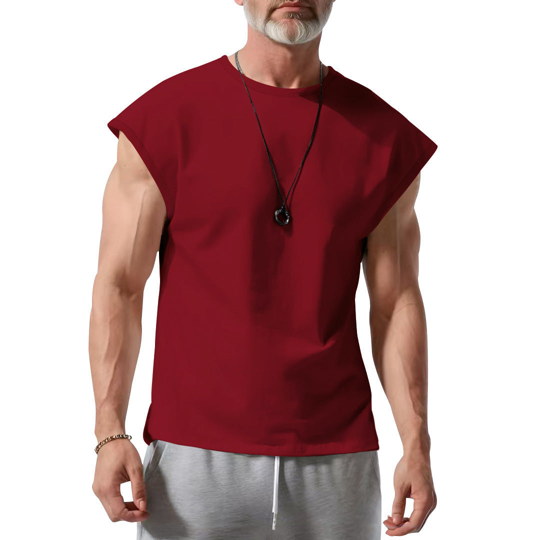 Herren nan athletisches abgeschnittenes Tanktop mit breiten Armöffnungen und Rundhalsausschnitt Drune
