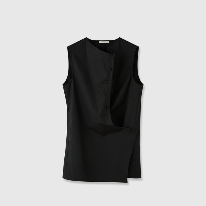 Damen Elegantes ärmelloses Hemd mit asymmetrischem Schnitt Drune