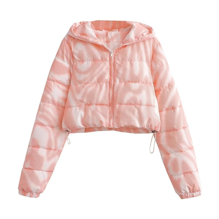 Damen cropped Übergangsjacke mit modernem geometrischen Print und praktischen Taschen Drune