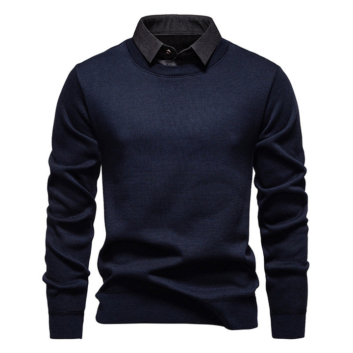 Herren nan Feinstrickpullover mit integriertem Hemdkragen und schmaler Silhouette Drune