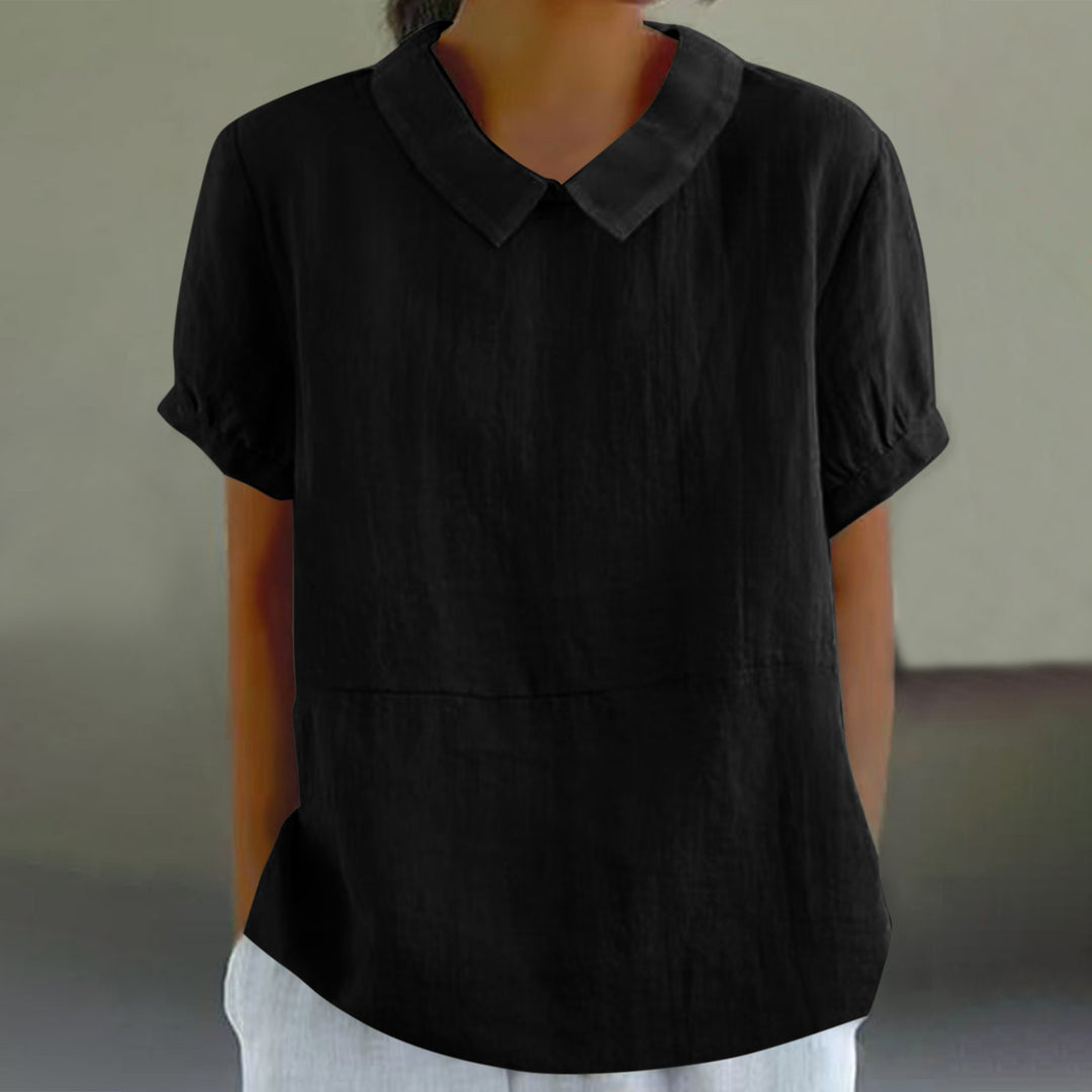 Damen Bio-Leinen Bluse mit Kragen Drune