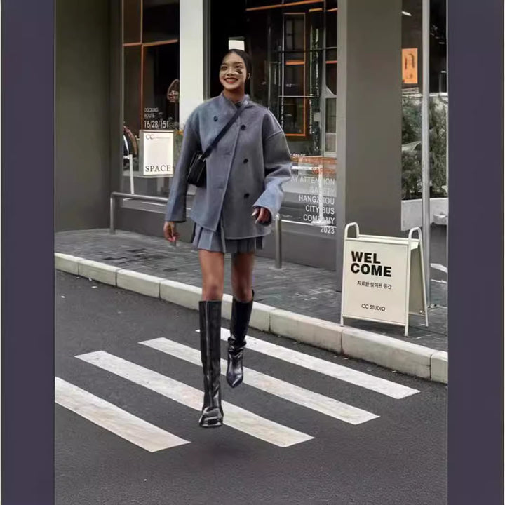 Damen Modische und elegante Kurzjacke mit innovativem Schnitt Drune