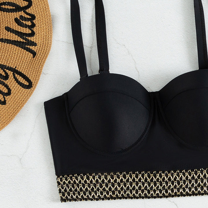 Damen Hochtaillierter Bikini mit elegantem Bustier und stylishen Akzenten Drune