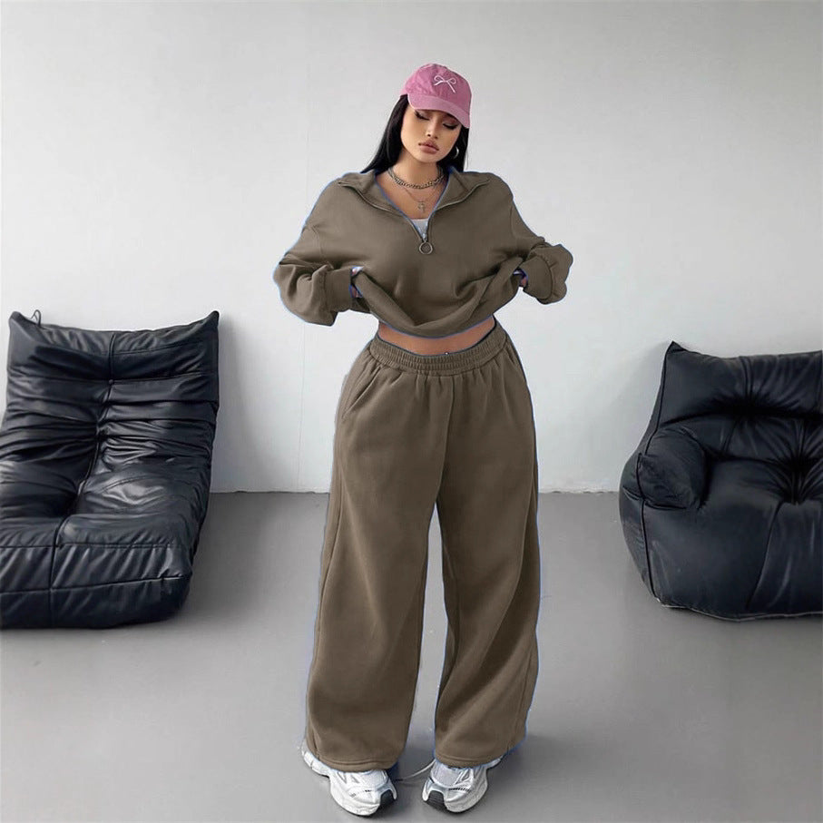 Damen Kuscheliges Fleece-Set mit hohem Kragen Drune