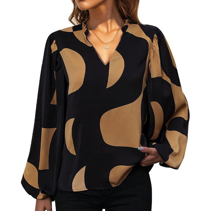 Damen Bluse mit geometrischem Muster und lässigem Schnitt Drune