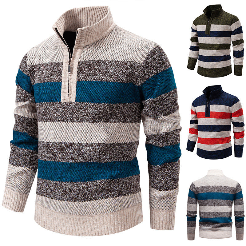 Herren lässiger Pullover mit modernem Stehkragen und Halbreißverschluss Drune
