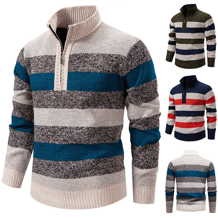 Herren lässiger Pullover mit modernem Stehkragen und Halbreißverschluss Drune
