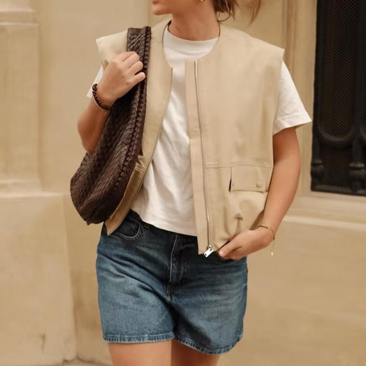 Damen Winterweste mit Taschen und elastischer Taille Drune