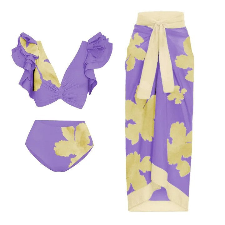 Damen Bikiniset mit voluminösen Rüschen und asymmetrischem Design Drune