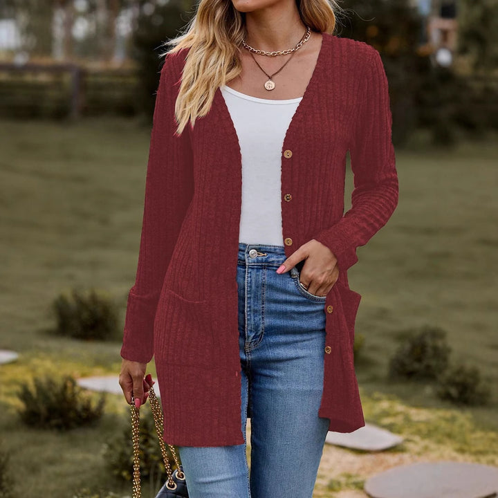 Damen Strickjacke mit V-Ausschnitt und praktischen Taschen Drune