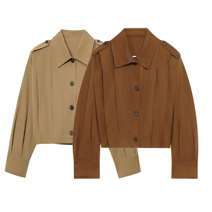 Damen cropped Jacke mit dekorativen Knopfdetails und eleganter Schnittführung Drune
