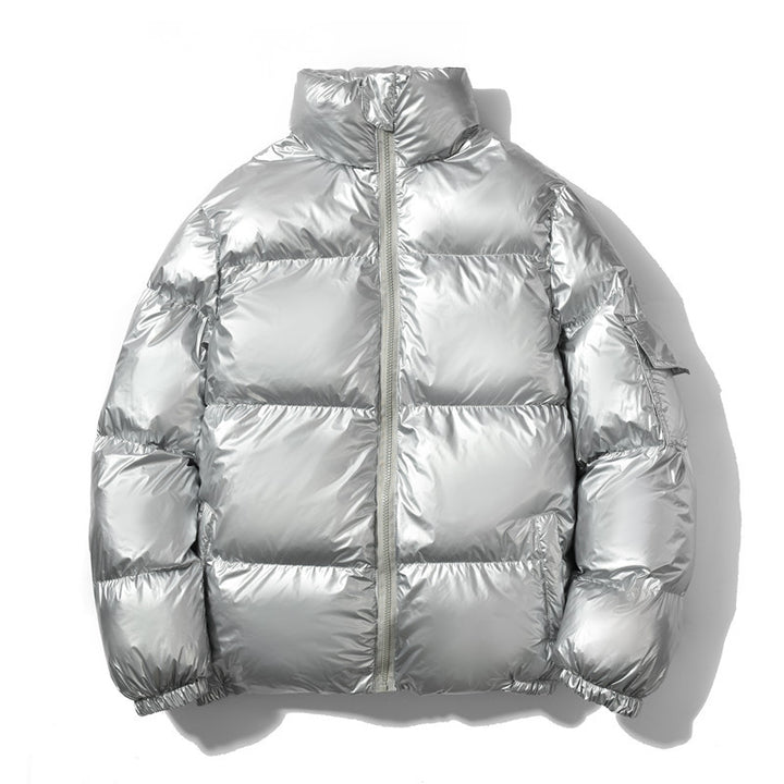 Herren nan glänzende Oversize Daunenoptik Steppjacke mit hohem Stehkragen und elastischen Bündchen Drune
