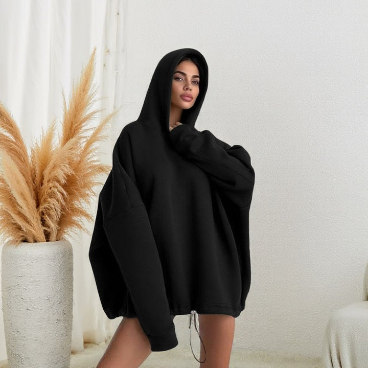 Damen oversized Hoodie mit verstellbarem Bund und Kängurutasche Drune