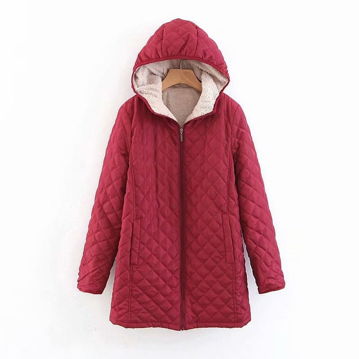 Damen gesteppte Winterjacke mit gefütterter Kapuze Drune