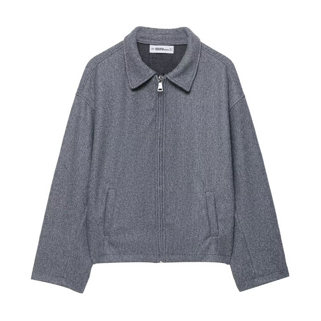 Damen Modische Übergangsjacke mit stylishem Stehkragen und praktischen Reißverschlusstaschen Drune