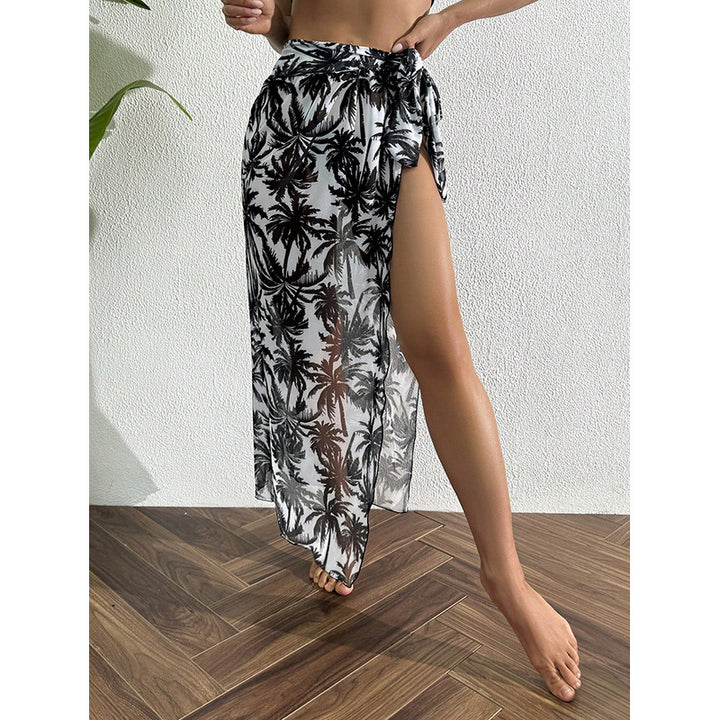 Damen Strandkleid mit floralem Muster und transparentem Material Drune