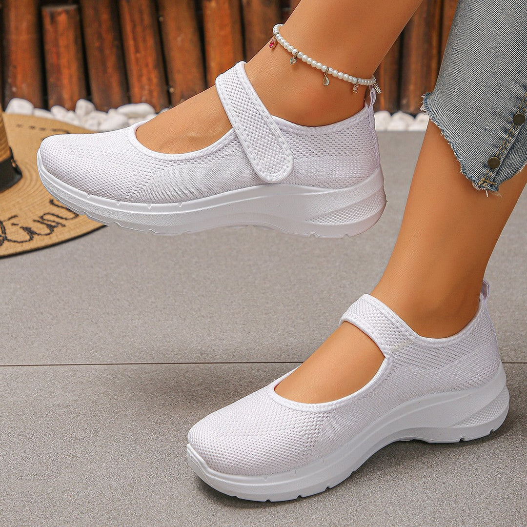 Damen Sportliche Slip-On Sneakers mit atmungsaktivem Mesh-Obermaterial und elastischen Riemen Drune
