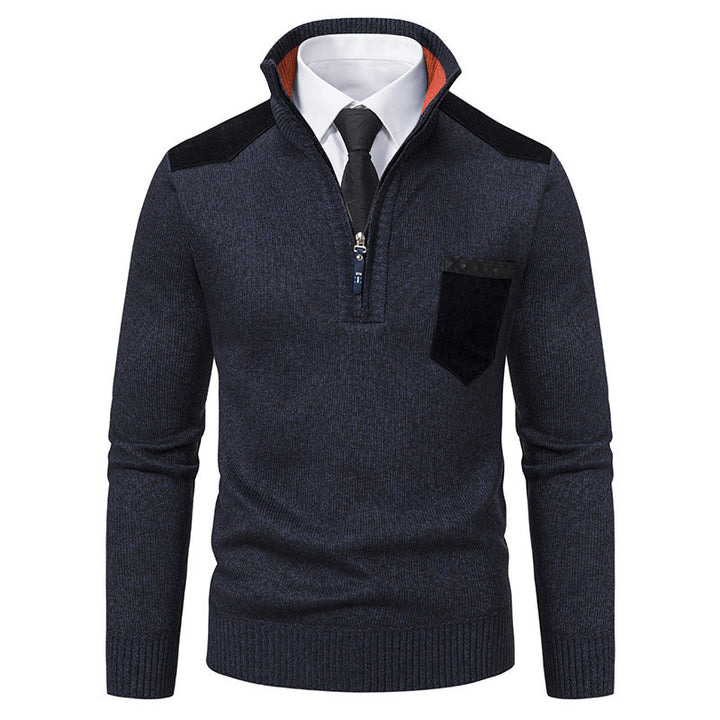 Herren eleganter Pullover mit halbhohem Kragen und feinen Kontrastdetails Drune