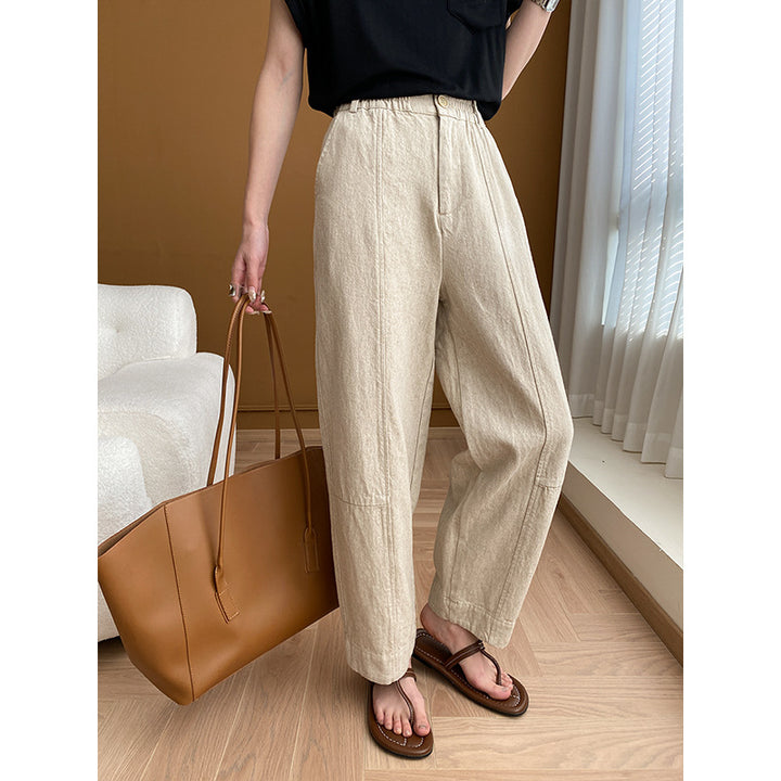 Damen luftige Leinenhose im modernen Schnitt mit hohen Taschen Drune
