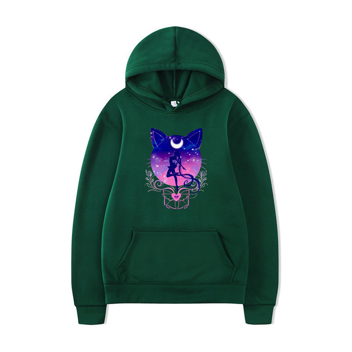 Damen Kapuzenpullover mit künstlerischem Katzenmotiv und bequemer Passform Drune