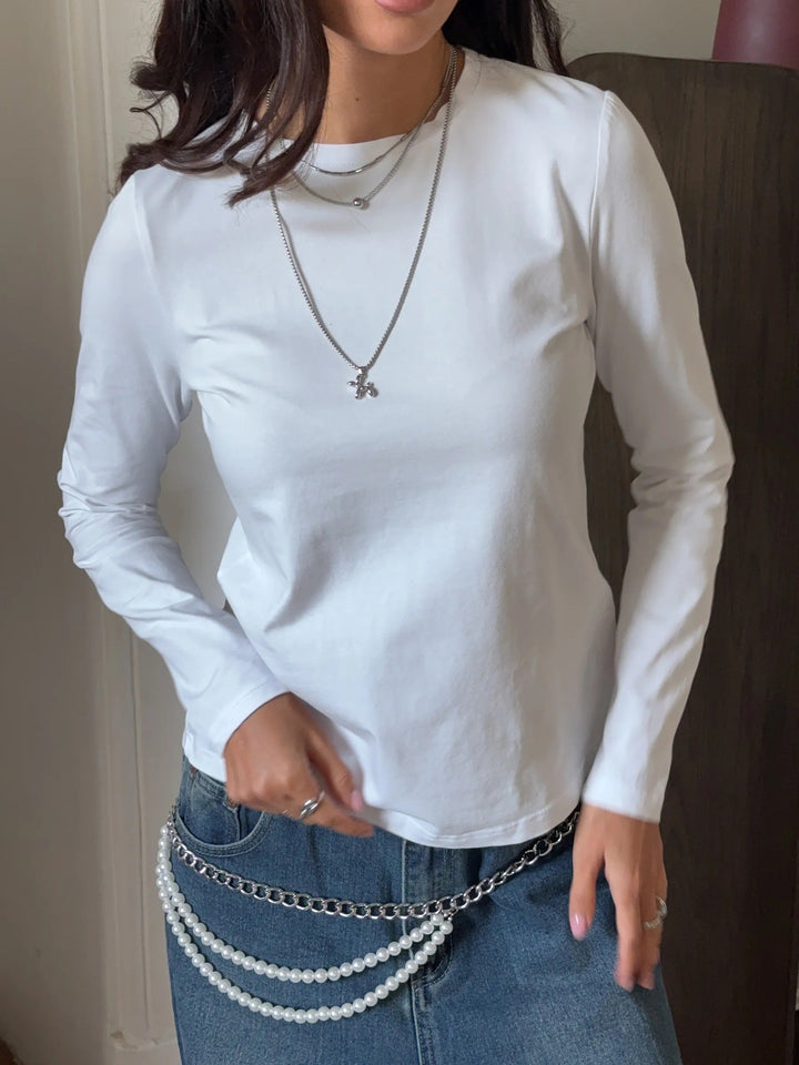 Damen Langarmshirt mit körperbetontem Schnitt und modischem Design Drune