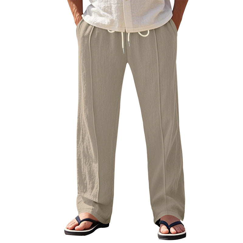 Herren nan Relax-Freizeithose mit elastischem Tunnelzugbund, dekorativer Bügelfalte und seitlichen Eingrifftaschen Drune