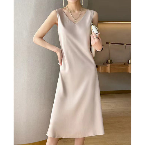 Damen Viskose Maxikleid mit tiefem V-Ausschnitt Drune