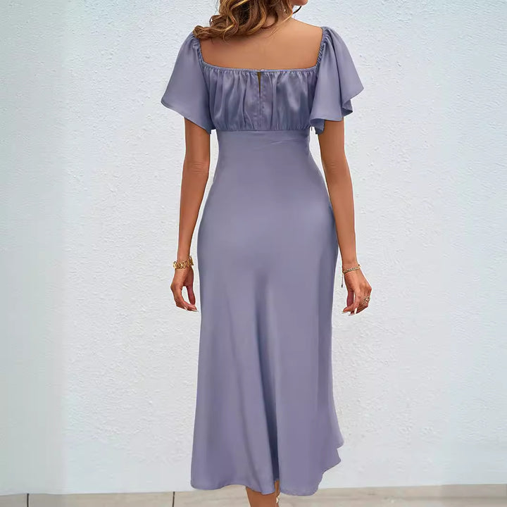 Damen Midikleid mit voluminösen Rüschendetails und seitlichem Schlitz Drune