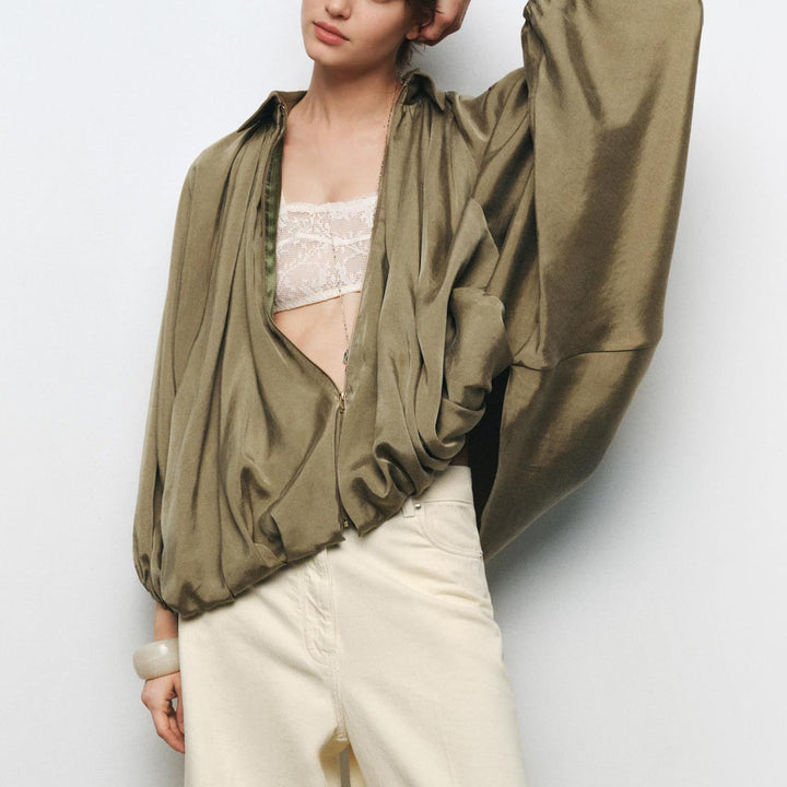 Damen leichte Oversized Seidenjacke Drune