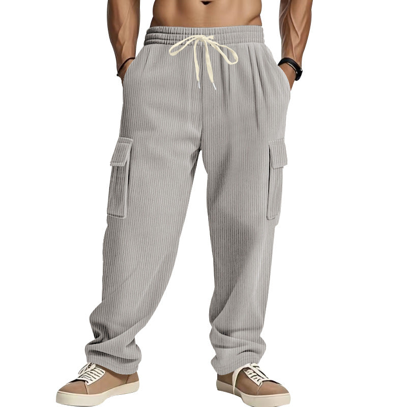 Herren lässige Cargohose mit praktischen Taschen und elastischem Bund Drune