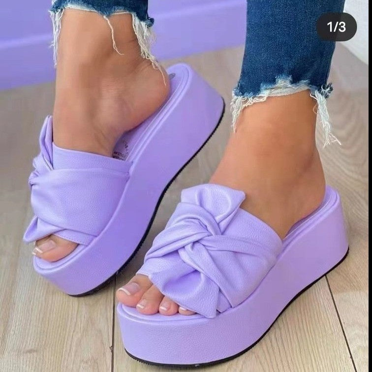 Damen Wedge-Pantoletten mit Stilvollem Knotendesign und Rutschfester Sohle Drune