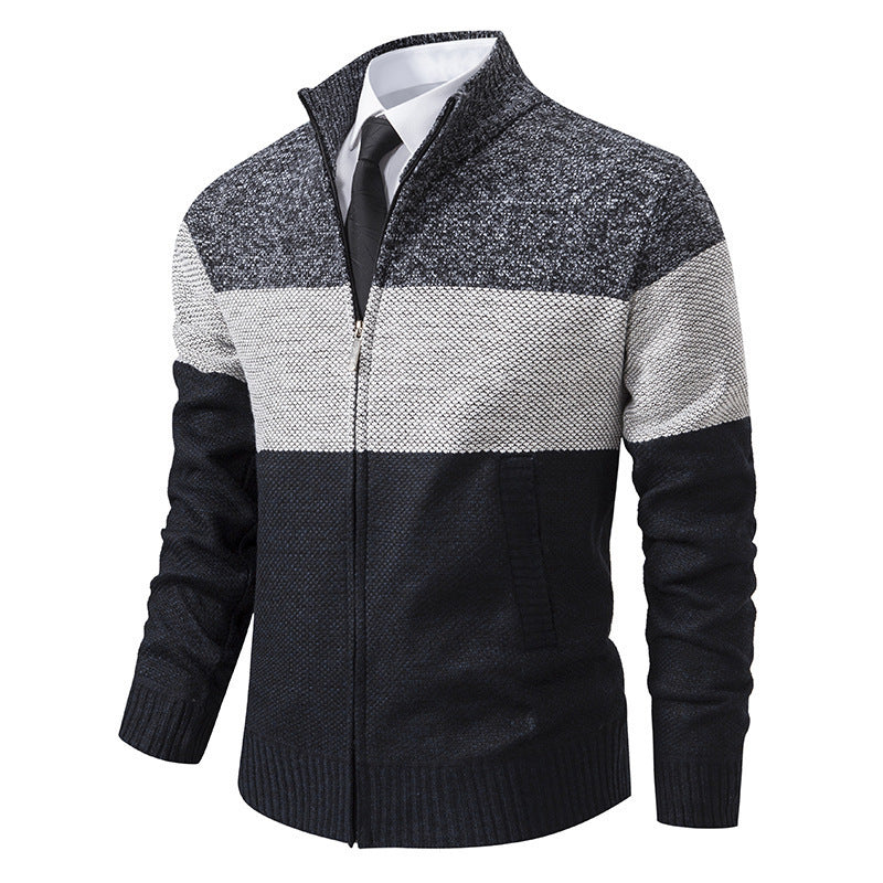 Herren modische Strickjacke mit strukturiertem Farbblockdesign Drune