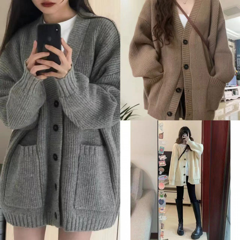 Damen Grobstrick-Cardigan mit Taschen und weichem Schnitt Drune