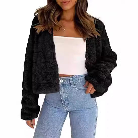 Damen Kuschelige Kurzjacke mit strukturiertem Design und weichem Innenfutter Drune