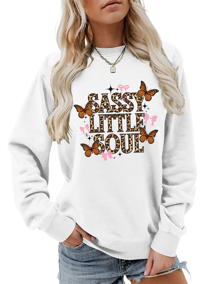 Damen Sweatshirt mit kunstvollem Schmetterlingsdesign Drune