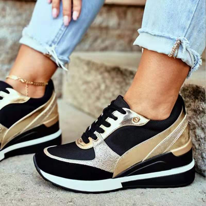 Damen nan Keil-Sneaker mit innenliegender Keilsohle und Materialmix Drune