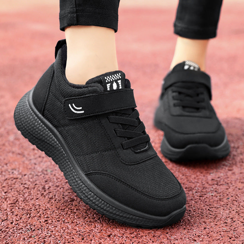 Damen nan gefütterter Komfort-Walking-Sneaker mit niedrigem Schaft, Klettverschluss und stoßabsorbierender EVA-Dämpfung Drune