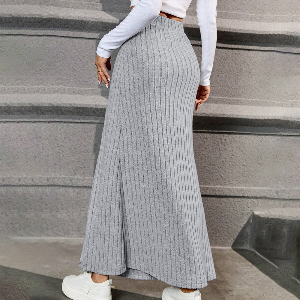 Damen Strick-Maxi-Rock mit Knopfdetails und seitlichem Schlitz Drune