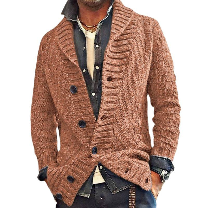 Herren Strickjacke mit modernem Zopfmuster und Knopfdetails Drune