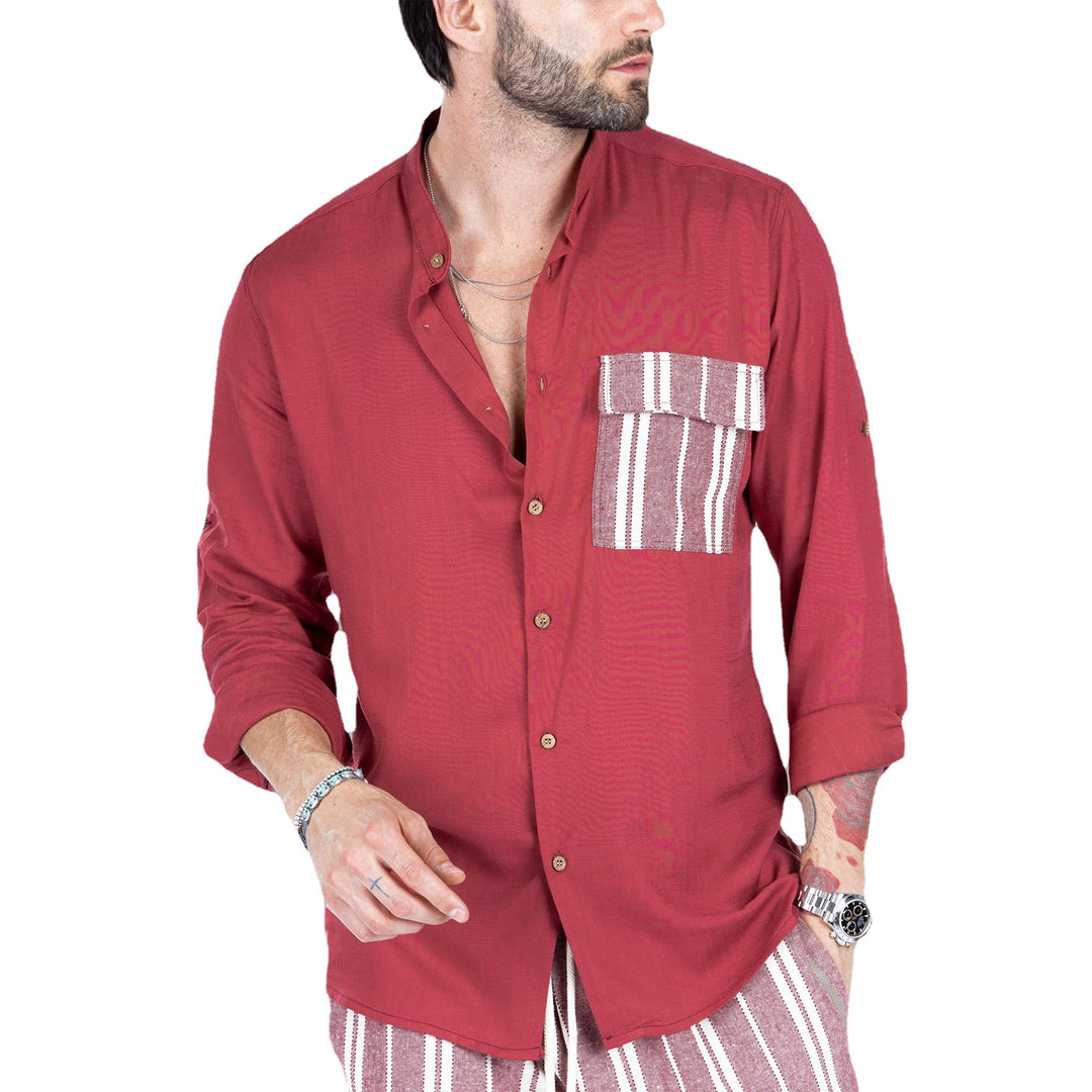 Herren luftige Sommerbluse mit Streifenmuster Drune