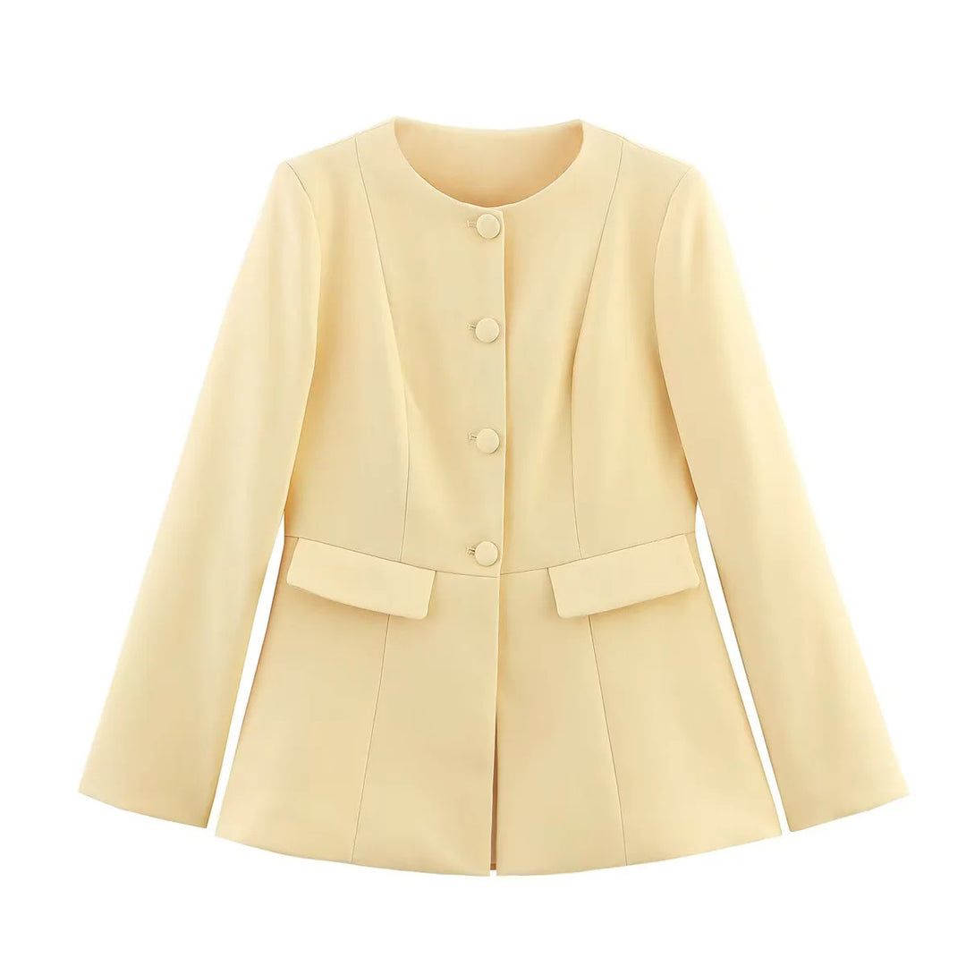 Damen eleganter Blazer mit modischem Schnitt und dekorativen Knopfdetails Drune