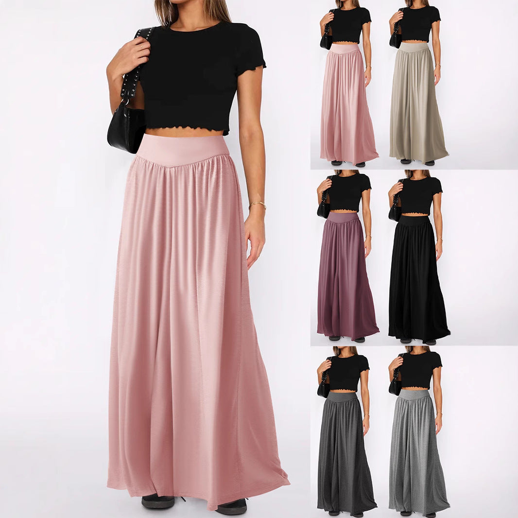 Damen weite Jersey-Hose mit hohem Bund Drune