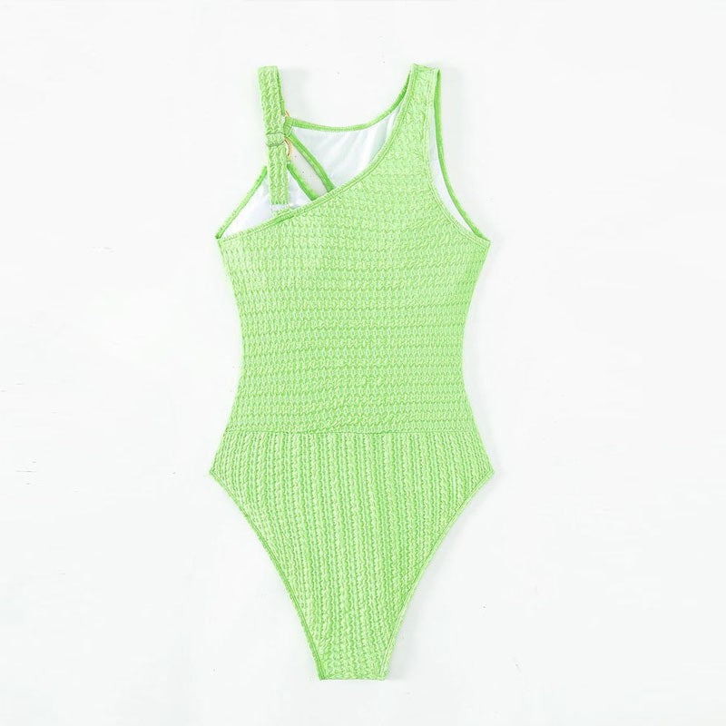 Damen Eleganter Einteiler Badeanzug mit asymmetrischem Design Drune