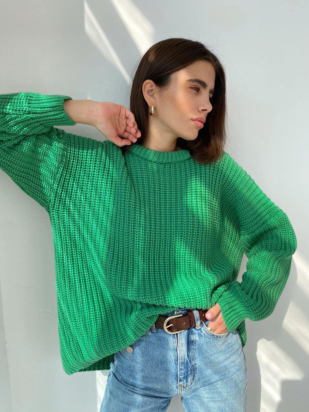 Damen Casual Strickpullover mit strukturiertem Design und überschnittenen Schultern Drune