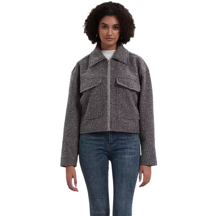 Damen cropped Utility-Jacke mit doppelten Brusttaschen Drune